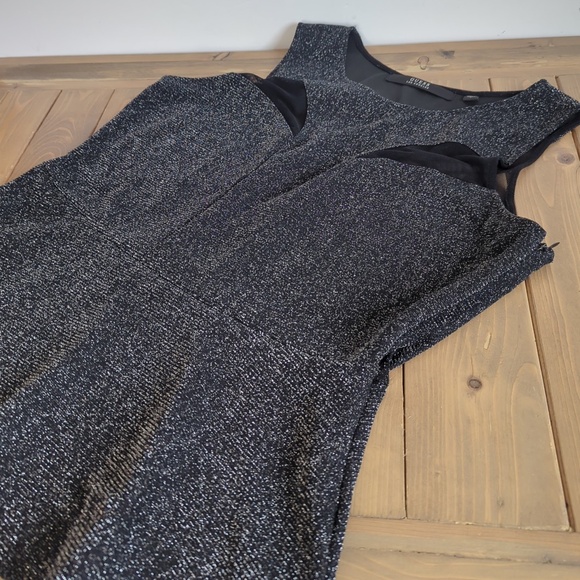 Guess Black Sparkly Peplum Sleeveless Dressy Top - Picture 7 of 12